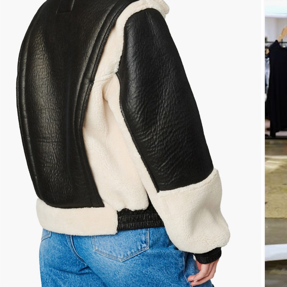 BlankNYC Faux Leather & Faux Shearling Jacket Women's Black and Cream Jacket - Picture 2 of 11